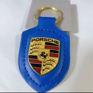 キーホルダー　PORSCHE ポルシェ クレスト キーホルダー　青