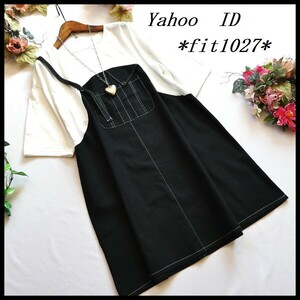  with translation *L~LL/3L[ new goods ] piling put on manner!COTTON*A line * jumper skirt & smooth inner * black / white *fit1027*