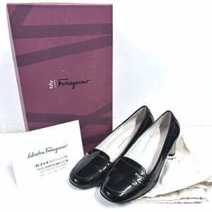 【41】1円～ My Ferragamo マイ・フェラガモ パンプス サイズ5ハーフ 箱付き 保存袋付き ブラック 革靴 サルヴァトーレ・フェラガモ USED品