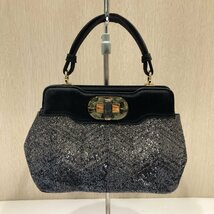 【76】1円～ 中古品 ブルガリ BVLGARI ミニ ハンドバッグ ブランド ショルダーバッグ 2Way レディース ブラック系 ファッション 人気_画像1