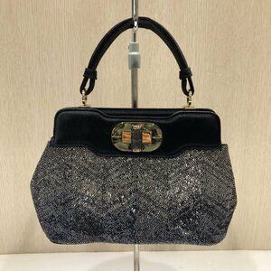 【76】1円～ 中古品 ブルガリ BVLGARI ミニ ハンドバッグ ブランド ショルダーバッグ 2Way レディース ブラック系 ファッション 人気