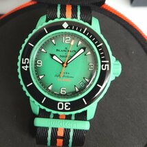 【86】希少 稼働品 Blancpain Swatch Bioceramic Indian Ocean SO35I100 ブランパン × スウォッチ 良品 インディアンオーシャン_画像2