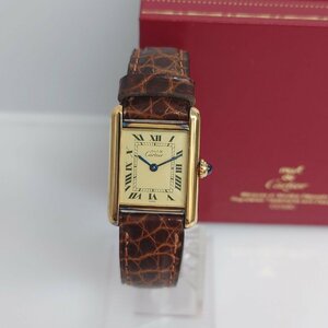 【86】稼働品 Cartier カルティエ must de Cartier マスト タンク ヴェルメイユ TANK QUARTZ クォーツ 5057001 腕時計 SV925