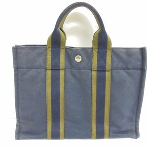 【86】1円～HERMES エルメス フールトゥPM ネイビー トートバッグ ハンドバッグ ダメージ有りの画像1