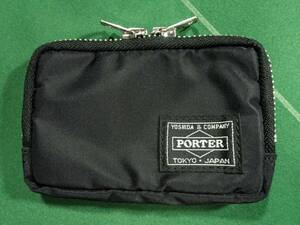 * Porter L fine ILS cooperation plan nylon material key ring attaching coin & card wallet black / red beautiful goods!!!*