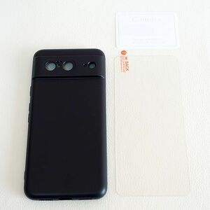 【3点フルセット】Pixel 8 ブラックケース+画面保護ガラス+カメラレンズ保護ガラス TPU ブラック 画面保護 9H シンプル カバー ピクセル 8 