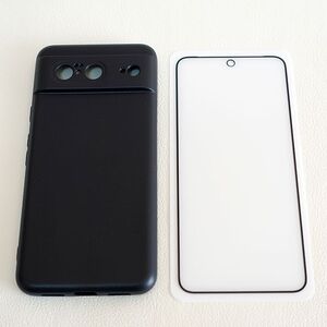 【2点セット】Pixel 8 ブラックケースカバー+ブルーライトカット ケース ブラック 画面保護ガラス ピクセル 8