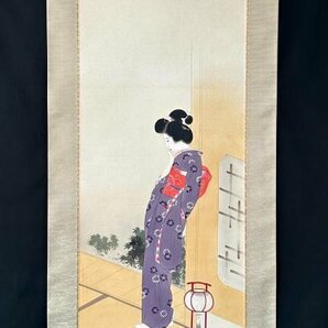 【模写】潔「美人画」掛軸 絹本 人物画 金泥 日本画 日本美術 美人画 人が書いたもの K032711の画像4