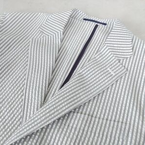 【☆1円スタート☆】Love Nippon ストライプ メンズ テーラード ジャケット サイズ L 薄手 白 グレー ファッション MA514の画像4