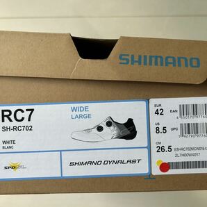 美品 SHIMANO (シマノ) RC7 (RC702MW01E) SPD-SL サイズ:42 (26.5cm) カラー:ホワイト ESHRC702MCW01E42000 ロード シューズ ワイドの画像5