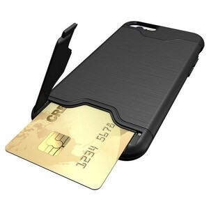 送料込 送料無料 アイフォン iPhone 7 Plus 専用 メタルレイヤード スマホ ケース カードホルダー付き ICカード等 収納 アイホン ネイビー