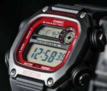 新品1円 逆輸入カシオ 最新作 10年電池搭載 200m防水 レッド ワールドタイム＆クロノグラフ 腕時計 新品 CASIO メンズ 日本未発売_画像5