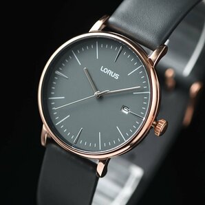 新品1円 セイコーLORUS シンプルで視認性高い王道のデザイン 薄さ8ミリ 品のあるグレーフェイス 50m防水 逆輸入 メンズ 日本未発売 SEIKOの画像1