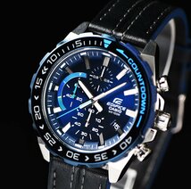 新品1円 カシオ 逆輸入EDIFICE メーカー完売で入手困難 100m防水クロノグラフ 逆回転防止ベゼル日本未発売 CASIO未使用メンズ カシオ腕時計_画像4