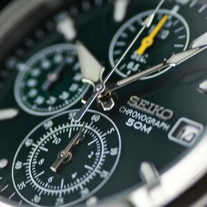 セイコー新品1円 逆輸入 エメラルドグリーン メーカー正規1年保証 50m防水 1/20秒クロノグラフ 腕時計 未使用 SEIKO メンズの画像5