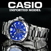 新品1円 逆輸入カシオ最新作 サファイヤブルー 30m防水 マルチファンクション 腕時計 新品 CASIO メンズ 激レア日本未発売_画像2