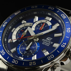 新品1円 カシオ逆輸入EDIFICEエディフィス欧米モデル精悍 サファイヤブルー 100m防水 クロノグラフ 腕時計 CASIO メンズ 本物の画像3