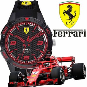 新品1円 フェラーリ公式 ブラック＆レッド 軽量モデル 30m防水 スクーデリア SCUDELIA FERRARI 腕時計 MOVADO メンズ 未使用の画像1