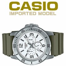 新品1円 逆輸入カシオ 最新作カーキ＆ホワイト 30m防水 マルチファンクション 腕時計 新品 CASIO メンズ 日本未発売_画像1