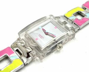 AK◆ Swatch スウォッチ スクエア スケルトン 腕時計 クォーツ SUBK145G コレクション コレクター カラフル ポップ 現状品