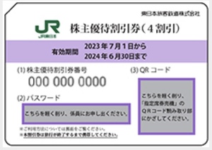 JR東日本株主優待券（1枚で運賃料金が4割引）＜2023年7月1日〜2024年6月30日期限＞　2枚