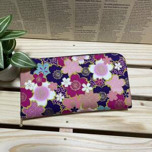  Mother's Day! hand made long wallet [ Sakura peace pattern ]B