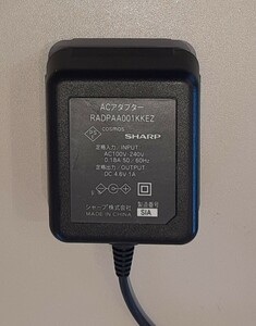 シャープ ACアダプター RADPAA001KKEZ SHARP AC アダプタ 電源 コード ケーブル プラズマクラスター