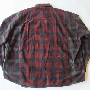 2024SS REBUILD by NEEDLES Flannel Shirt - Ribbon Wide Shirt / Over Dye レッド リメイクシャツ/ニードルズリビルドの画像2