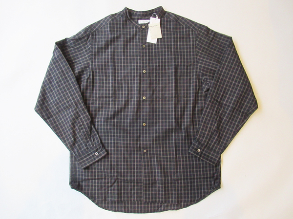 2024SS nanamica Band Collar Panama Plaid Shirt サイズL ネイビー 快適でお洒落なシャツです/ナナミカノースフェイスパープルレーベル