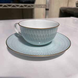 美品！！ノリタケ カップ &ソーサー 水色 金縁Noritake 洋食器 カップ直径約9.5㎝ 高さ約5㎝ ソーサー直径約15.5㎝ クー2 の画像1