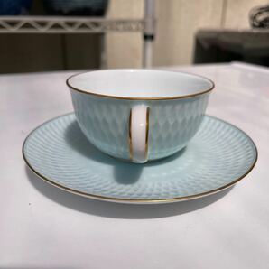 美品！！ノリタケ カップ &ソーサー 水色 金縁Noritake 洋食器 カップ直径約9.5㎝ 高さ約5㎝ ソーサー直径約15.5㎝ クー2 の画像6