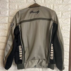 GREEDY メッシュ シングル ライダース ジャケット レーシング バイカー バイクウェア 肩 肘 背中 プロテクターあり メンズM 黒グレーの画像2