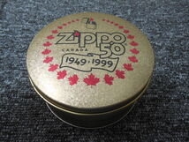 Zippo・ライター・ビンテージ・レア・CANADA・カナダ50周年記念・1949-1999・ゴールド色 (未使用品・缶ケース) 刻印 ・E XV・1999年頃_画像3