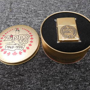 Zippo・ライター・ビンテージ・レア・CANADA・カナダ50周年記念・1949-1999・ゴールド色 (未使用品・缶ケース) 刻印 ・E XV・1999年頃の画像4