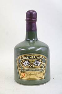 S88⑦【古酒】ROYAL HERITAGE /ロイヤル ヘリテージ 21年 陶器ボトル 750ml 43% 1270g 巾着付き*スコッチウイスキー 