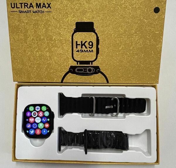 【数量限定】最新型 新品 スマートウォッチ HK9 ULTRA MAX 黒 2.19インチ 健康管理 音楽 スポーツ 防水 血中酸素 Android iPhone対応