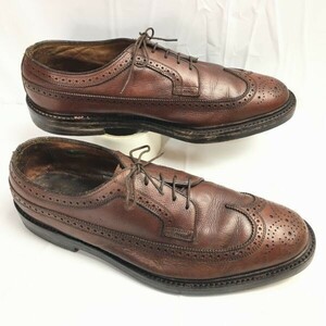 試着返品OK！1987年製？　FLORSHEIM　フローシャイム　ケンムール　ウイングチップ　ビジネスシューズ　茶　サイズ10E　管NO.WZF-42