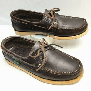 試着OK！Paraboot　パラブーツ【サイズ6.5　25.0　ダークブラウン/茶】本革デッキシューズ　モカシン　Shoes boots　管NO.ZF-131