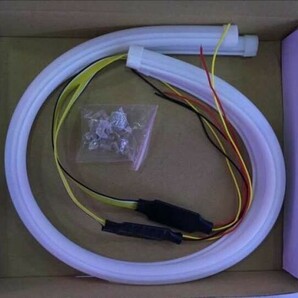 12V LED シリコンチューブ 流れるウインカー 60cm シーケンシャルウインカー ホワイト/アンバー LEDテープ ライト 白/黄 2本セット DD64の画像3