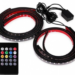 アンダーネオン ライト RGB LED テープ ストロボ 90cm/120cm 4本 セット サウンドセンサー付 イルミネーション 音楽同期 防水 DD87の画像4