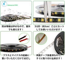 LEDテープライト ブルー 青 12V 5M 5050SMD 黒ベース 300連 防水 切断可 両面テープ付 正面発光 LEDテープ DD29_画像4