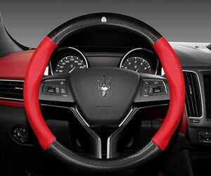 02* new goods * Maserati steering wheel cover * charcoal element fiber * steering wheel cover 