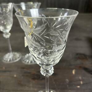 e4538 ワイングラス CRISTAL DONAU ガラス 4客セット お洒落 酒 花柄 クリスタ ル・ドナウ ハンガリー製の画像6