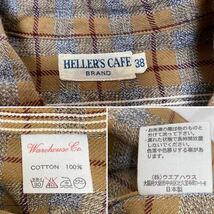 Warehouse Hellers Cafe へラーズカフェ ウエアハウス チンストラップ チェック 長袖 マチ付き プルオーバー フランネル シャツ 38_画像4