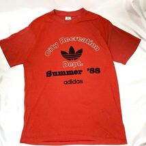 80s USA製 vintage adidas OLD アディダス Tシャツ トレフォイル ロゴ アーチ プリント オールド ヴィンテージ ビンテージ オールド L_画像2