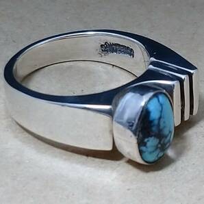 500円スタート！ ナバホ族 turquoise ring ターコイズリング 17.5号 ホピ ズニ イスレタ インディアンジュエリーの画像3