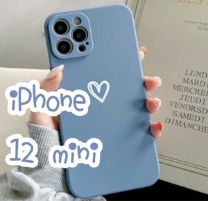 ☆iPhone12mini☆ iPhoneケース ハート 手書き 可愛い お洒落 韓国 スマホケース 即購入 送料無料 ブルー