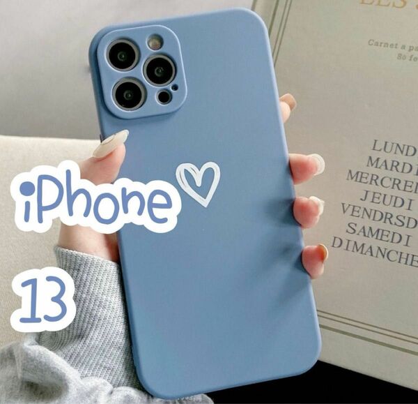 ☆iPhone13☆ iPhoneケース ハート 手書き 可愛い お洒落 韓国 スマホケース 即購入 送料無料 ブルー