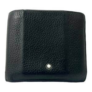 【1円～】MONT BLANC モンブラン 二つ折り財布 レザー ブラック メンズ 財布 