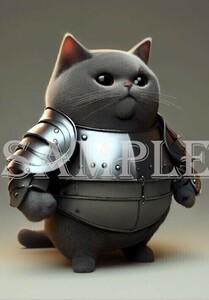 【高画質・写真用紙 光沢紙】アート ポスター イラスト ２L判 ポスター イラスト 高画質 可愛い 動物 猫 戦士 匿名配送 @015-A2310333